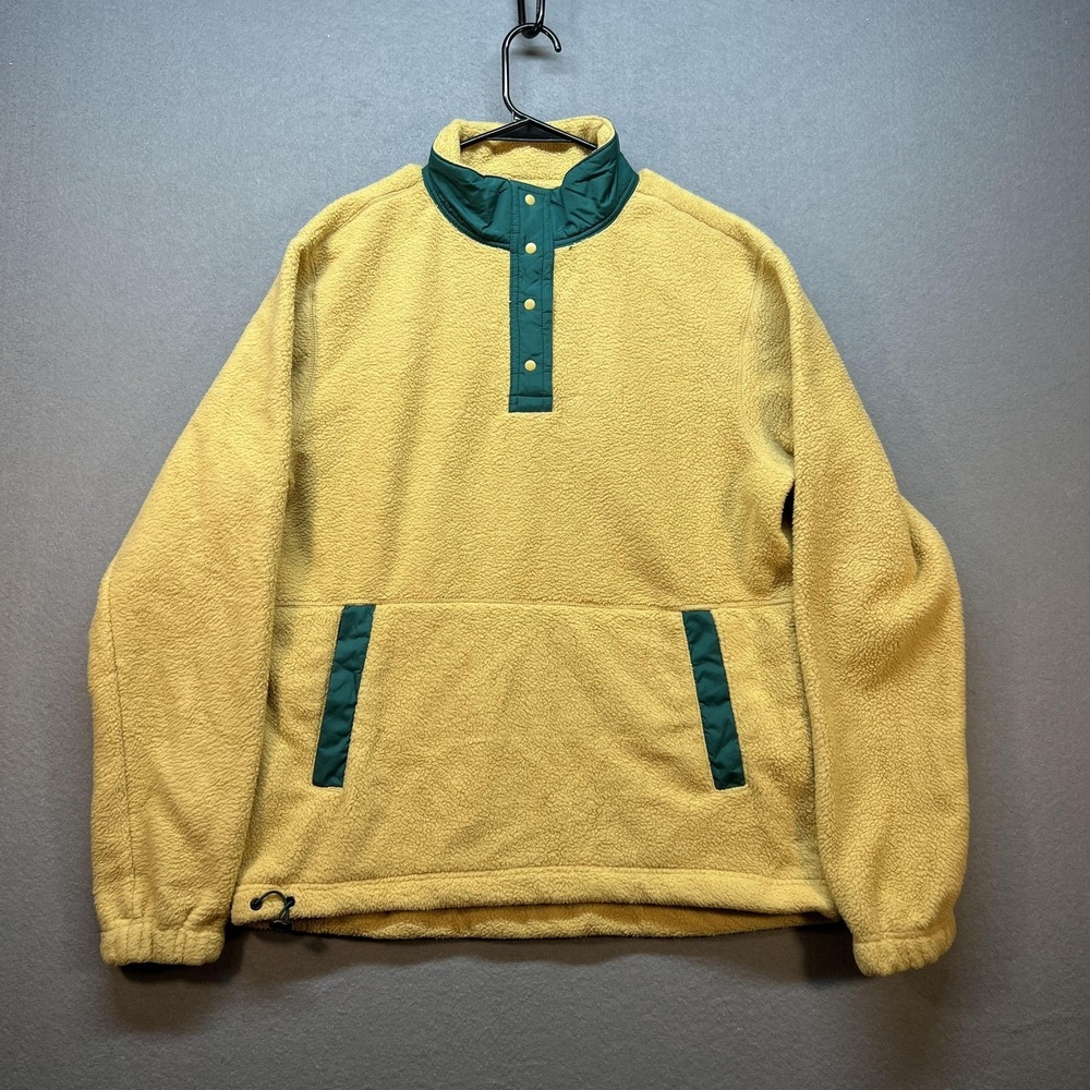 Stoic Jacket Mens Medium Yellow Fleece Snap Anorak Pullover Lined Outdoor STM051
